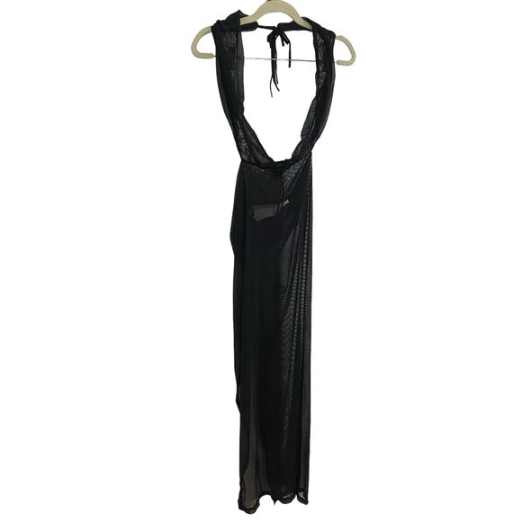 Revolve Lovewave Halter Neck Mesh Maxi Dress Swim Coverup Side Slit Size Small - Picture 4 of 7
